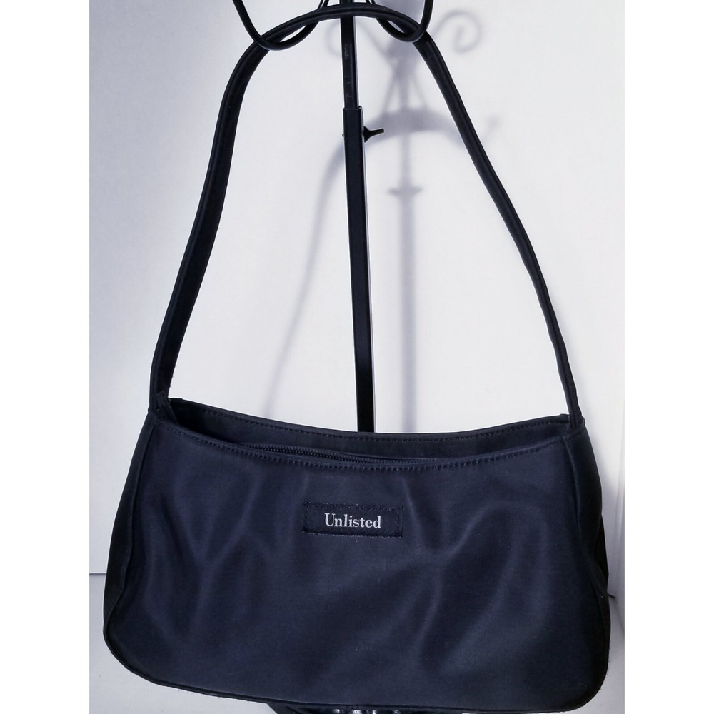 UNLISTED Nylon Small Top Handle Bag Shoulder Purse Black y2k 10x8x3